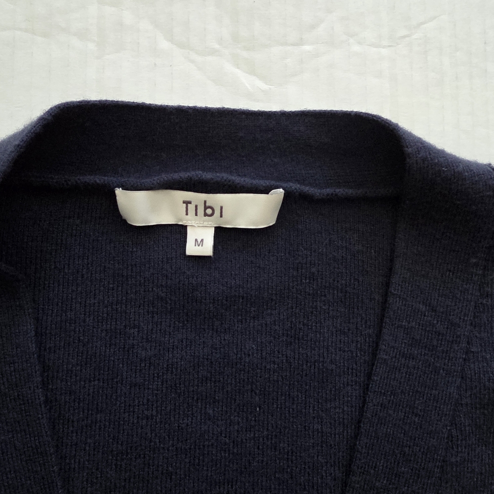 TIBI Wool Blend Navy Blue Button Down Long Cardigan Size M. - Picture 2 of 14